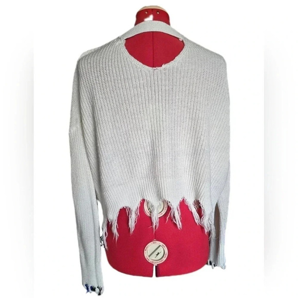 Full Tilt, Size L, Cream Destroyed Sweater - Picture 6 of 16
